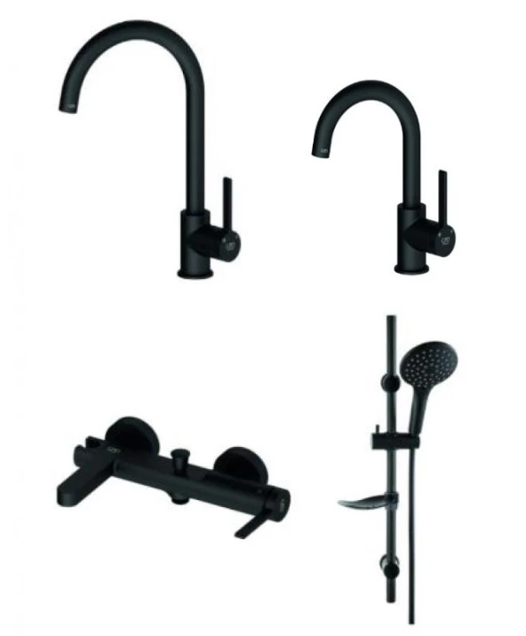 Gpd Gildo Siyah Armatür Musluk Batarya Banyo Seti MTL165-S MBB165-S MTE165-S DST57-S ürün görseli 1