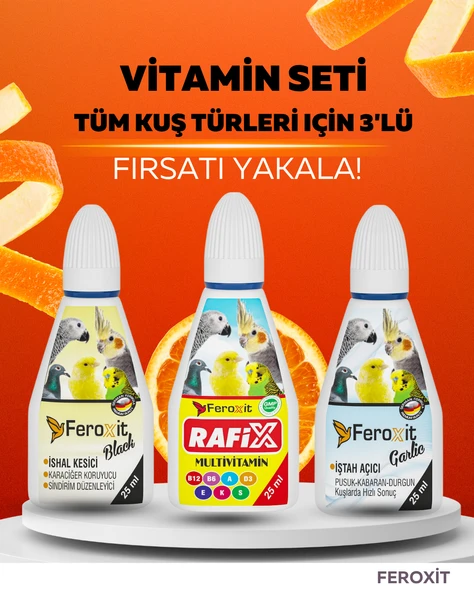 Vitamin Seti - Tüm Kuş Türleri Için 3 'lü Vitamin Seti -Kısa sürede ETKİLİ ürün görseli 1