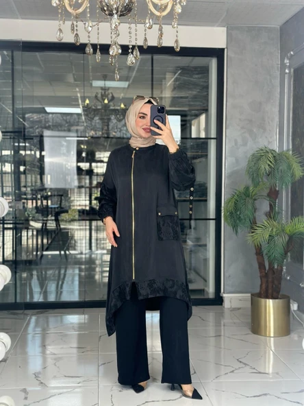 Ayla Qupra Kap-Siyah Siyah - Resim 3