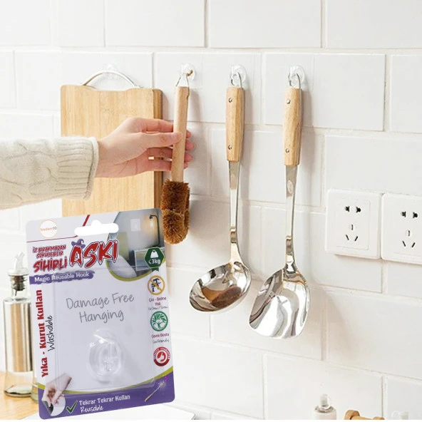 Kendinden Yapışkanlı Kapı Askılığı Duvar Banyo Mutfak Askısı ürün görseli 1