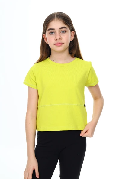 Toontoy Kız Çocuk Bisiklet Yaka Kısa Kollu Tişört  24473 ürün görseli 1