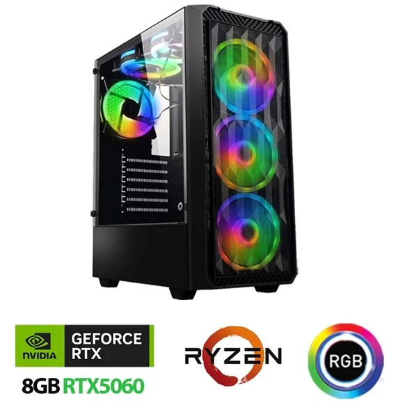 Xaser Xsr1146 Ryzen 5 8400F 32GB DDR5 Ram 2TB M.2 NVMe SSD 8GB RTX5060 Oyun Hazır Sistem ürün görseli 1