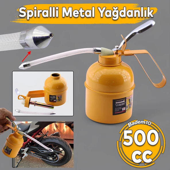 500 ml Araba Makine Atölye Yağdanlığı Spiralli Metal Gövdeli Yağdanlık Uçlu Yağ Pompası ürün görseli 1