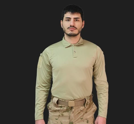 TAKTİKAL TİŞÖRT UZUNKOL BEJ YAKALI ürün görseli 1