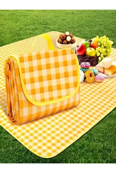 ribac Pinterest Piknik Örtüsü 200x150 cm Su Geçirmez Çift Katlı Kamp ve Plaj Örtüsü