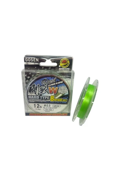 Gosen W8 Hard Type PE 8 Örgü Spin 0.5 İp Misina A.Yeşil 150mt ürün görseli 1