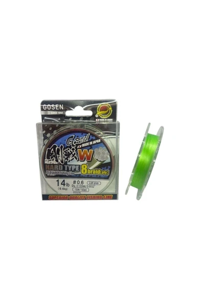 Gosen W8 Hard Type PE 8 Örgü Spin 0.6 İp Misina A.Yeşil 150mt ürün görseli 1