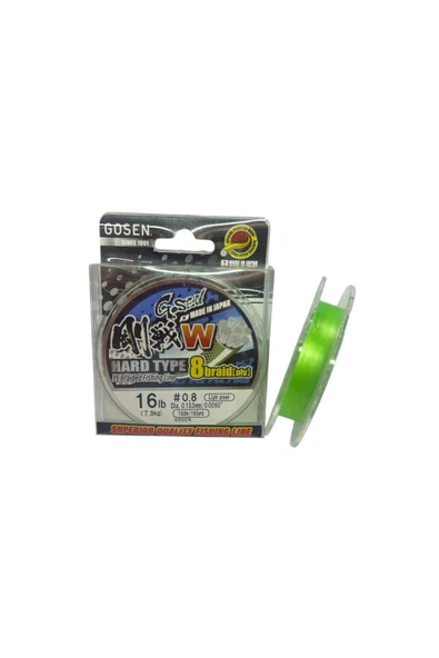 Gosen W8 Hard Type PE 8 Örgü Spin 0.8 İp Misina A.Yeşil 150mt ürün görseli 1