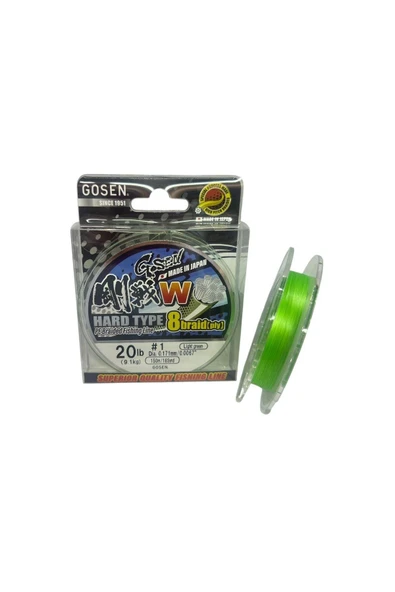 Gosen W8 Hard Type PE 8 Örgü Spin 1.0 İp Misina A.Yeşil 150mt ürün görseli 1