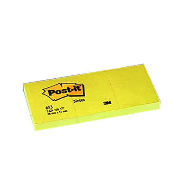 Post-it Yapışkanlı Not Kağıdı (4 adet) 3 Blok 100 YP 38x51 Sarı 653-- ürün görseli 1