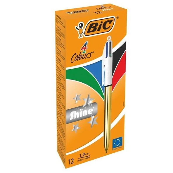 Bic Tükenmez Kalem ( 12 adet ) Shıne 4 Colours Altın Gövde 964774 ürün görseli 1