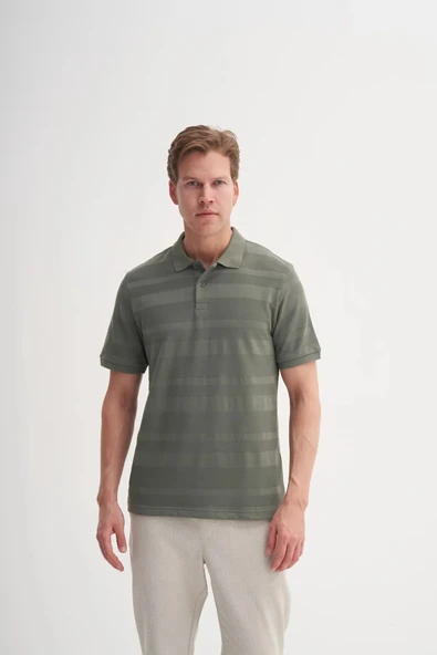 Cazador Polo Yaka Regular Fit Örme Çizgi Dokulu Tişört ürün görseli 1
