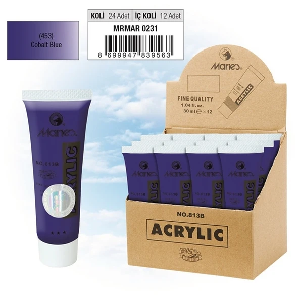 Maries Akrilik Boya 30 ML Cobalt Mavi 453 813B (12 li) ürün görseli 1