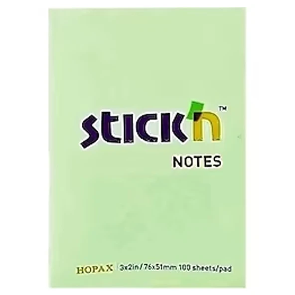 Hopax Stıckn Yapışkanlı Not Kağıdı 100 YP 76x51 Pastel Yeşil (12 adet) 21147 ürün görseli 1