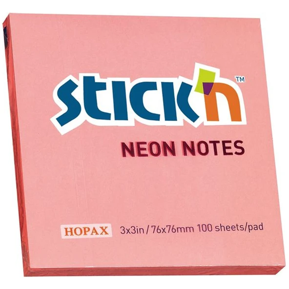 Hopax Stıckn Yapışkanlı Not Kağıdı (12 adet) 100 YP 76x76 Neon Pembe 21166 ürün görseli 1