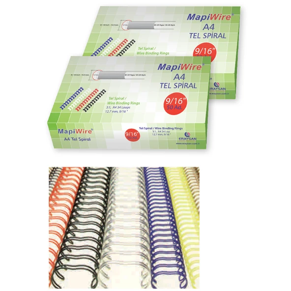 Mapiwire Spiral Tel 3:1 Aralık 60-75 YP 7/16 Beyaz (1 Paket 100 Adet) ürün görseli 1