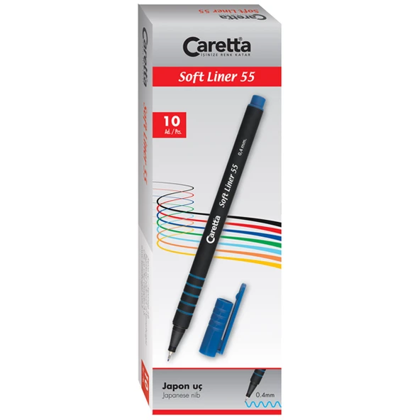 Caretta Softliner Keçeli Kalem 0.4 MM Açık Yeşil 10 LU 55/18-10-LI-PKT ürün görseli 1