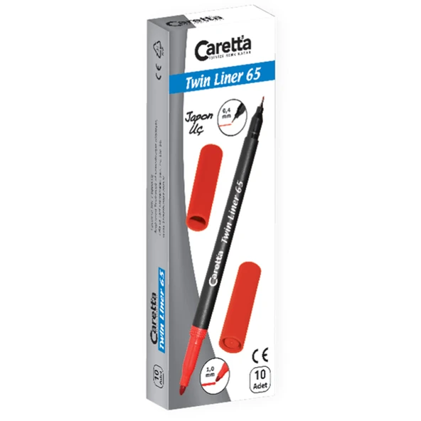 Caretta Twinliner Çift Uçlu Keçeli Kalem 0.4 MM-1.0 MM Mor 10 LU 65/12-10-LI-PKT ürün görseli 1