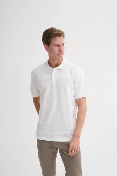 Cazador Polo Yaka Regular Fit Örme Çizgi Dokulu Tişört ürün görseli 1