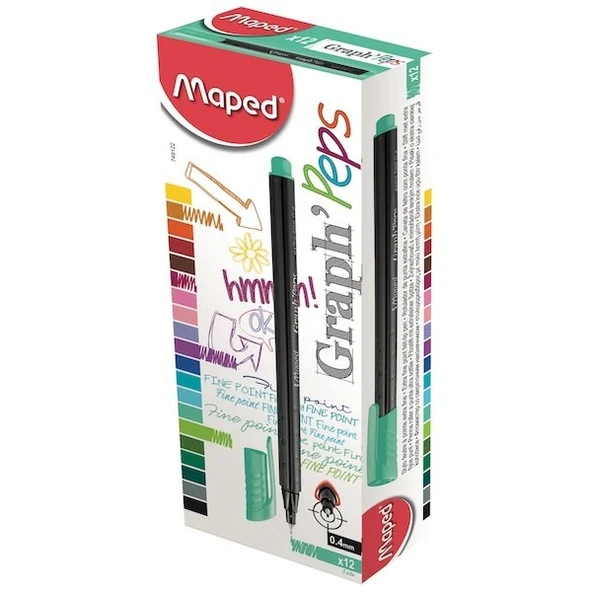 Maped Fineliner Graph Peps 0.4 MM Zümrüt Yeşili 12 Lİ 74912202-12-LI-PKT ürün görseli 1