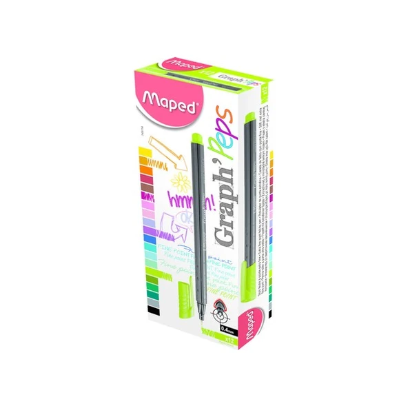 Maped Fineliner Graph Peps 0.4 MM Elma Yeşili 12 Lİ 74911403-12-LI-PKT ürün görseli 1