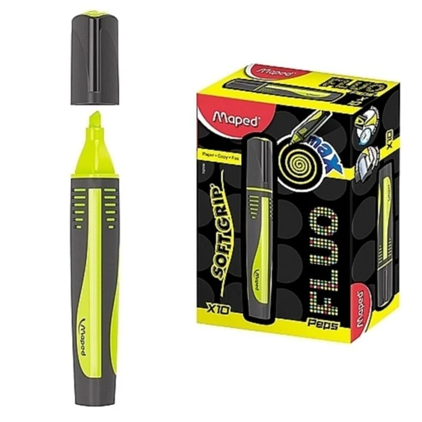 Maped Fosforlu Kalem Max Fluo Peps Mini 10 LU Sarı 742934 ürün görseli 1