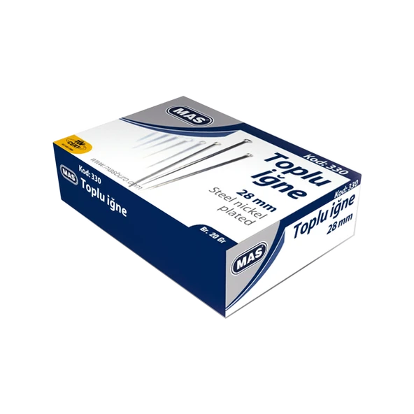 Mas Toplu İğne Nikel 28 MM 20 GR 330 (36 kutu) ürün görseli 1