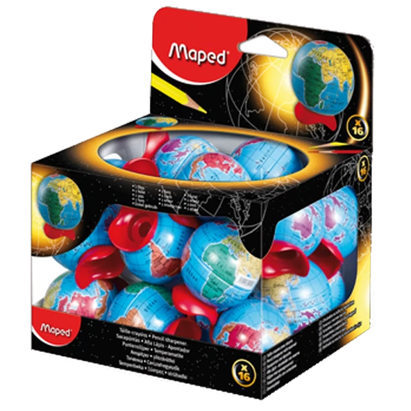Maped Öğrenci Kalemtraşı (16 lı) Globe Metal Küre Hazneli 51111 ürün görseli 1