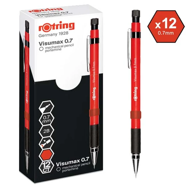 Rotring Versatil Kalem Visumax 0.7 MM Kırmızı (12 adet) ürün görseli 1