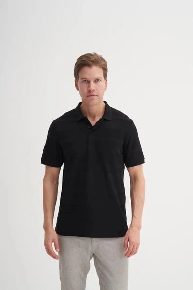 Cazador Polo Yaka Regular Fit Örme Çizgi Dokulu Tişört ürün görseli 1