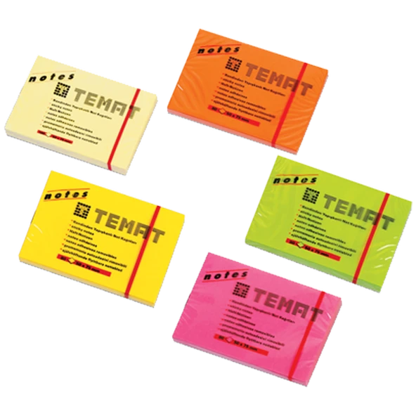 Temat Yapışkanlı Not Kağıt 50x75 MM (12 adet)  Fosforlu Yeşil ürün görseli 1
