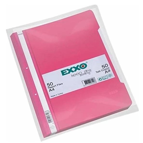Exxo Telli Dosya Plastik A4 Pembe (50 li paket) TT145 ürün görseli 1