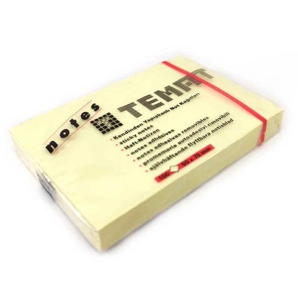 Temat Yapışkanlı Not Kağıdı Pastel Sarı 50x75 MM (12 adet) ürün görseli 1