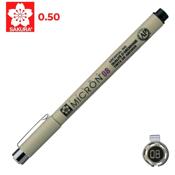 Sakura Pıgma Mıcron 08 0.5 MM Siyah xSDK08 (12 li kutu) ürün görseli 1