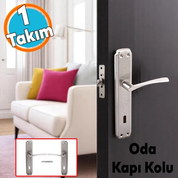 Oda Kapı Kolu 1 Takım Nikel İnox Aynalı Sağa Sola Uygun İç Dış Ahşap Pvc Metal Çelik Kapısı Tutamağı ürün görseli 1