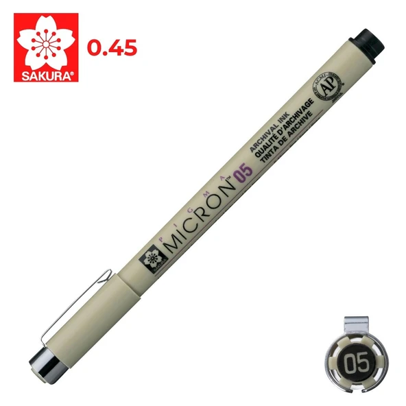 Sakura Pıgma Mıcron 05 0.45 MM Siyah xSDK05 (12 li kutu) ürün görseli 1