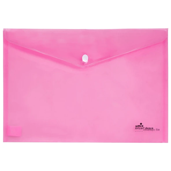 Umix Çıtçıtlı Şeffaf Zarf Dosya Pembe Eco (12 li) ürün görseli 1