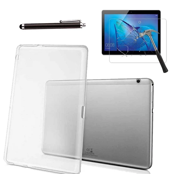 Huawei MediaPad T3 10 inç Uyumlu Şeffaf Kılıf Cam Kalem Set ürün görseli 1