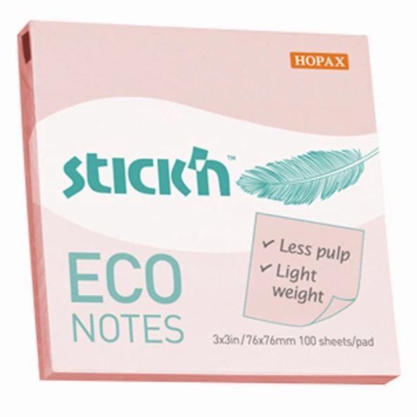 Hopax Stıckn Yapışkanlı Not Kağıdı (12 adet)100 YP 76x76 Eco Pastel Pembe 21746 ürün görseli 1