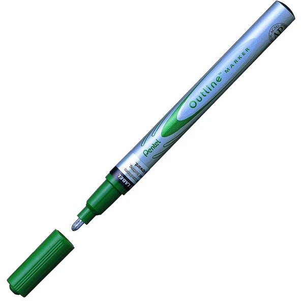 Pentel Markör Kontürlü Outline Paint Yeşil (12 adet) MSP60-ZD ürün görseli 1