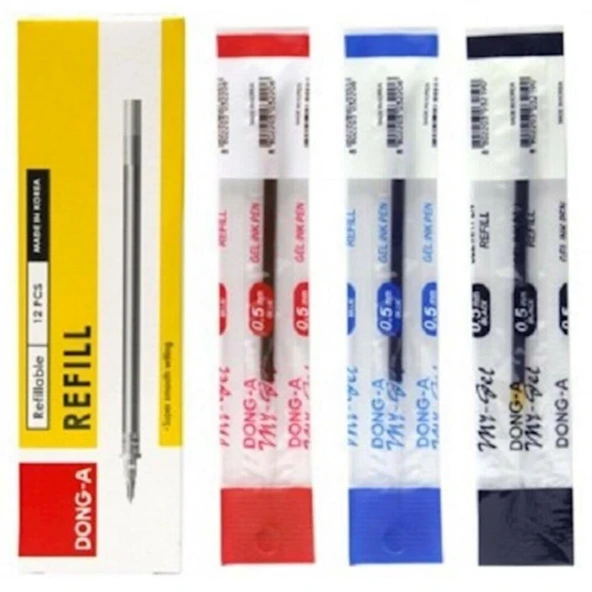 Dong-A Tükenmez Kalem Yedeği (12 li 1 paket) kırmızı 0.5 MM Kırmızı Mygel Jel 211130 ürün görseli 1