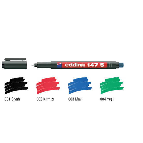 Edding Asetat Kalemi (10 adet)Permanent S Seri 0.3 MM Mavi 147 S ürün görseli 1