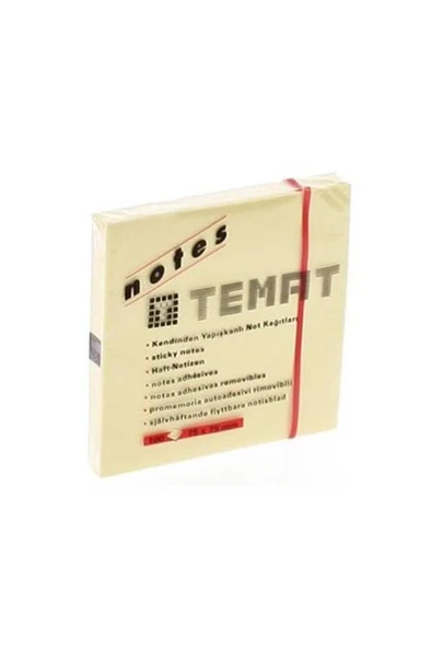 Temat Yapışkanlı Not Kağıdı 75x75 MM Pastel Sarı ürün görseli 1