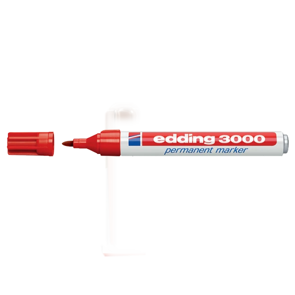 Edding Markör (10 adet) Permanent Yuvarlak Uçlu 1.5-3 MM Kırmızı 3000 ürün görseli 1
