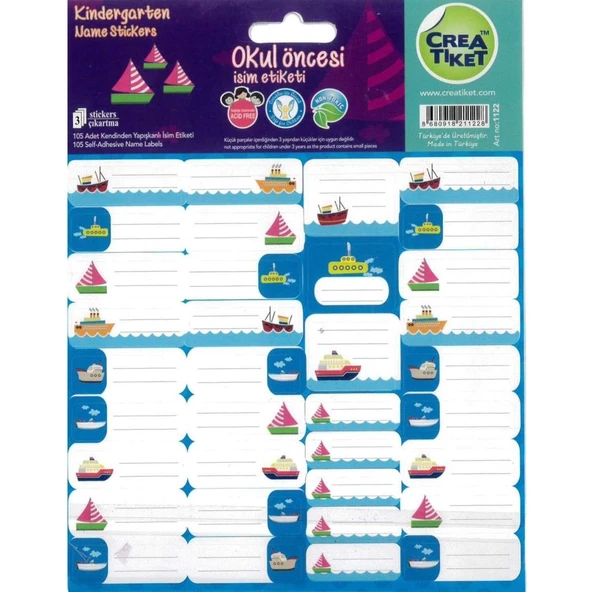 Creaworld Tiket Okul Etiketi Sevimli Yaratıklar 3 LÜ 1003-12-LI-PKT ürün görseli 1