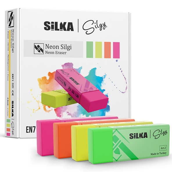 Silka Öğrenci Silgisi Neon 4 Renk (30 lU) Art.23 ürün görseli 1