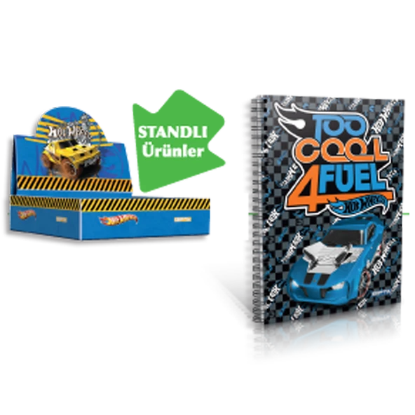 Gıpta Not Defteri Spiralli Karton Kapak ( 36 Lı Stand ) A6 Hot Wheels 5395 ürün görseli 1