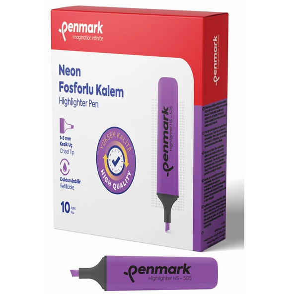 Penmark Neon Fosforlu Kalem Lila (10 lu paket)HS 505 05 ürün görseli 1