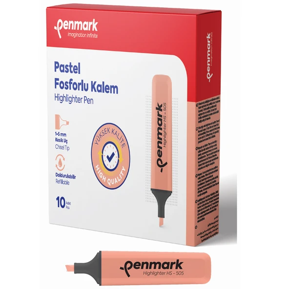 Penmark Pastel Fosforlu Kalem Yavruağzı (10 adet) HS 505 09 ürün görseli 1