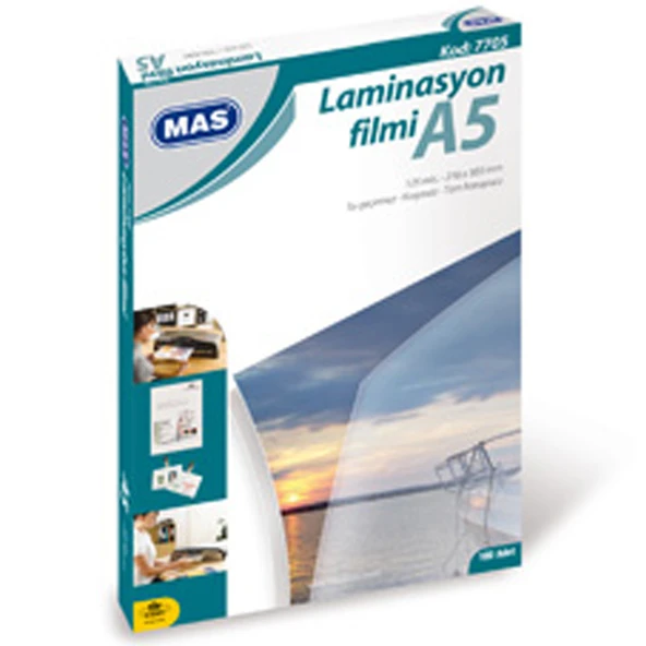 Mas Laminasyon Filmi Parlak A5 125 MIC 100 LÜ 7705-100-LI-PKT ürün görseli 1